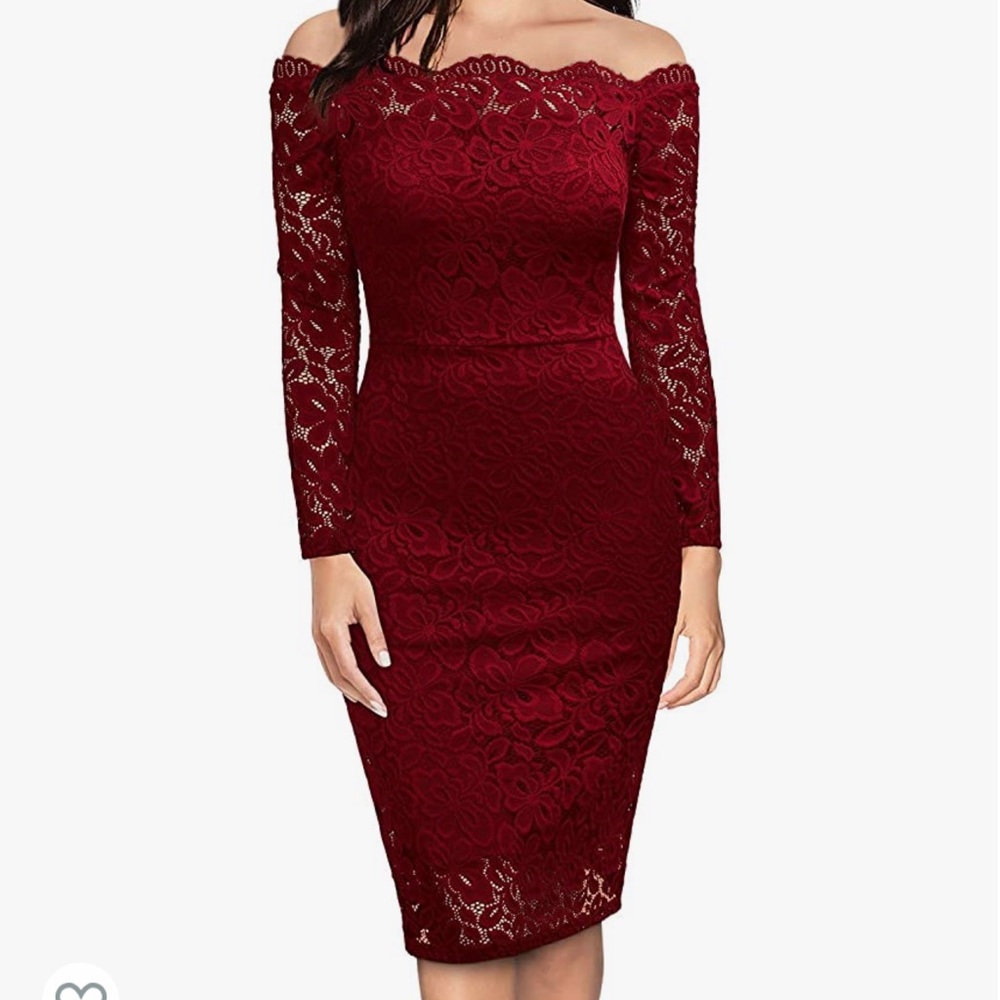 Vintage off shoulder laced slim cocktail dress